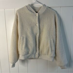 White sherpa bomber jacket